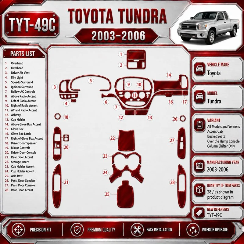Toyota Tundra 2003-2006 3D Cockpit Dekor Interieurleisten Set As shown in product diagram-teilig