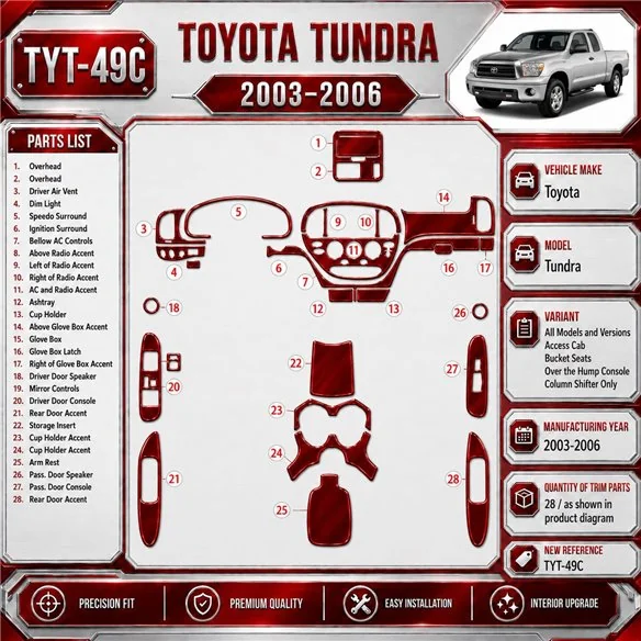 Toyota Tundra 2003-2006 3D Cockpit Dekor Interieurleisten Set As shown in product diagram-teilig