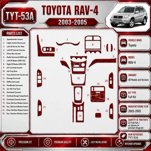 Toyota RAV-4 2003-2005 3D Cockpit Dekor Interieurleisten Set Full Set / as shown in product diagram-teilig