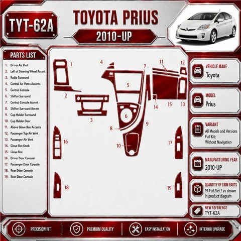 Toyota Prius 2010-heute 3D Cockpit Dekor Interieurleisten Set Full Set / as shown in product diagram-teilig