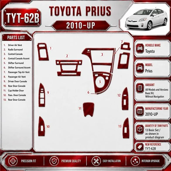 Toyota Prius 2010-heute 3D Cockpit Dekor Interieurleisten Set Basic Set / as shown in product diagram-teilig