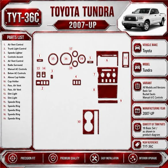 Toyota Tundra 2007-heute 3D Cockpit Dekor Interieurleisten Set Basic Set / as shown in product diagram-teilig