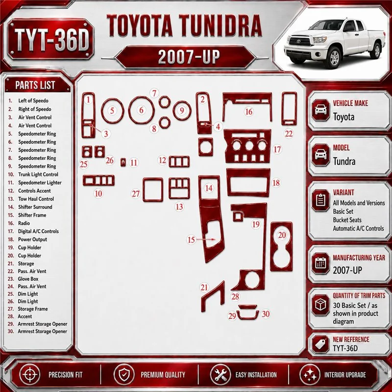 Toyota Tundra 2007-heute 3D Cockpit Dekor Interieurleisten Set Basic Set / as shown in product diagram-teilig
