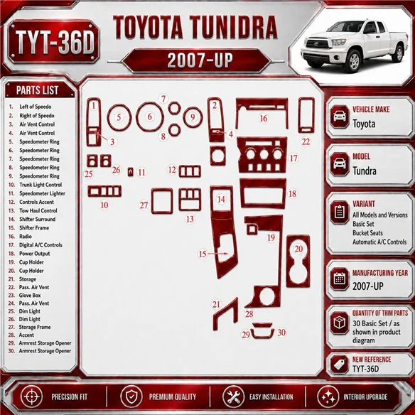 Toyota Tundra 2007-heute 3D Cockpit Dekor Interieurleisten Set Basic Set / as shown in product diagram-teilig