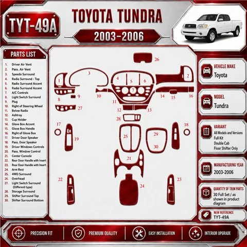 Toyota Tundra 2003-2006 3D Cockpit Dekor Interieurleisten Set Full Set / as shown in product diagram-teilig