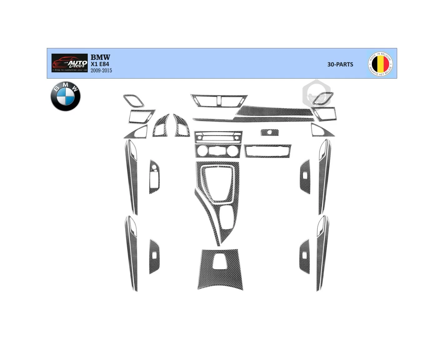 BMW X1 E84 2009–2015 NAVI Mittelkonsole Armaturendekor Cockpit Dekor 30-Teilige - 1- Cockpit Dekor Innenraum