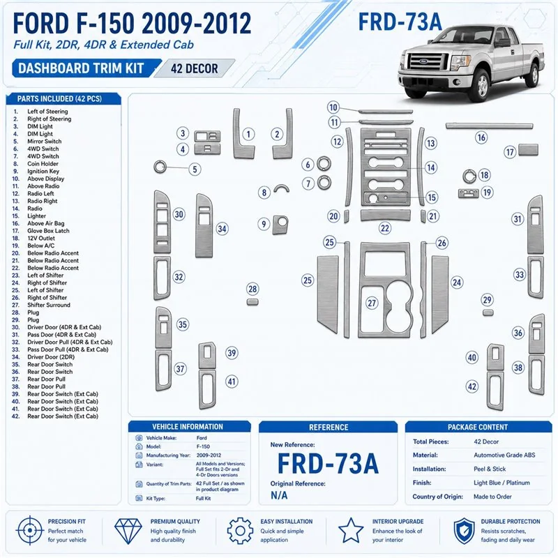 Ford F-150 2009-heute 3D Cockpit Dekor Interieurleisten Set Full Set / as shown in product diagram-teilig