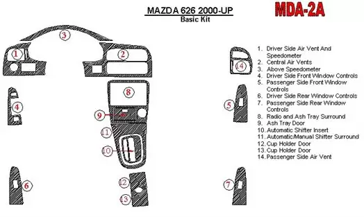 Mazda 626 2000-UP Grundset BD innenausstattung armaturendekor cockpit dekor - 1- Cockpit Dekor Innenraum