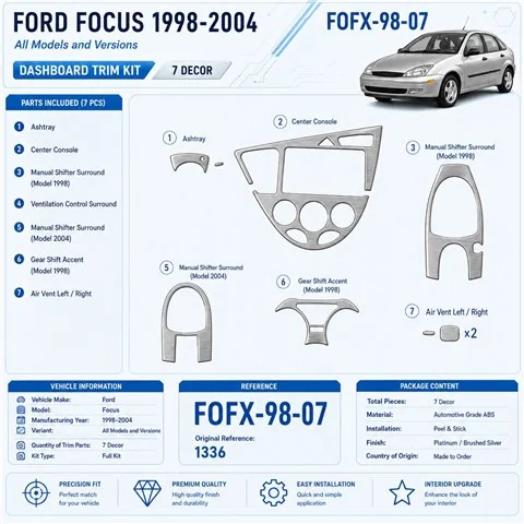 Ford Focus 1998-2004 3D Cockpit Dekor Interieurleisten Set 7-teilig
