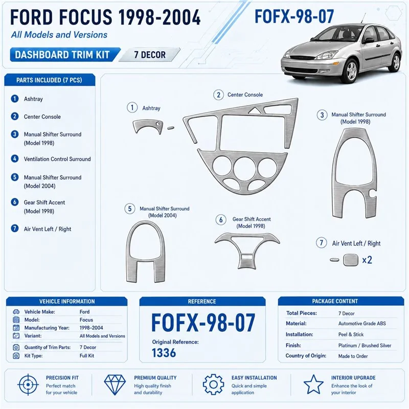 Ford Focus 1998-2004 3D Cockpit Dekor Interieurleisten Set 7-teilig