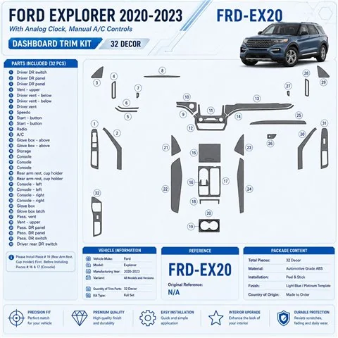 Ford Explorer 2020-2023 3D Cockpit Dekor Interieurleisten Set 32-teilig