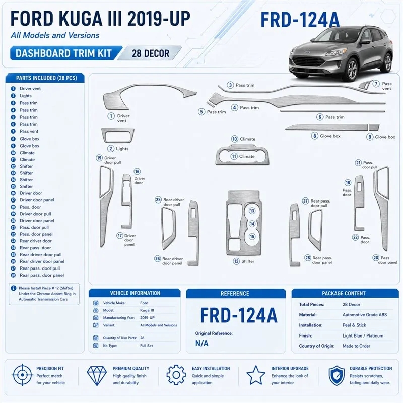 Ford Kuga III 2019-heute 3D Cockpit Dekor Interieurleisten Set 28-teilig