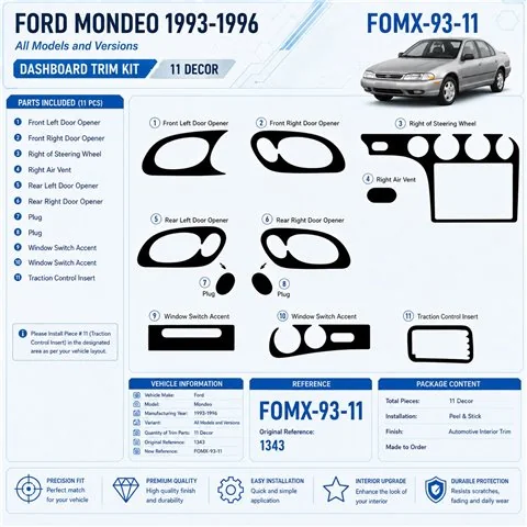 Ford Mondeo 1993-1996 3D Cockpit Dekor Interieurleisten Set 11-teilig
