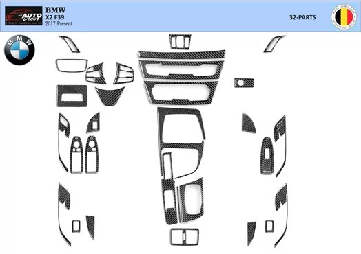 BMW X2 F39 From 2019 3D Mittelkonsole Armaturendekor Cockpit Dekor 32-Teile BMW X2 F39 From 2019 3D Mittelkonsole Armaturendekor Cockpit Dekor 32-Teile
