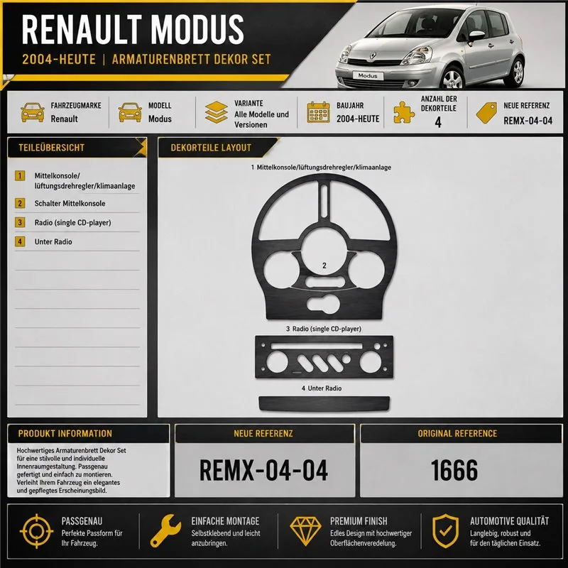Renault Modus 2004-heute 3D Cockpit Dekor Interieurleisten Set 4-teilig