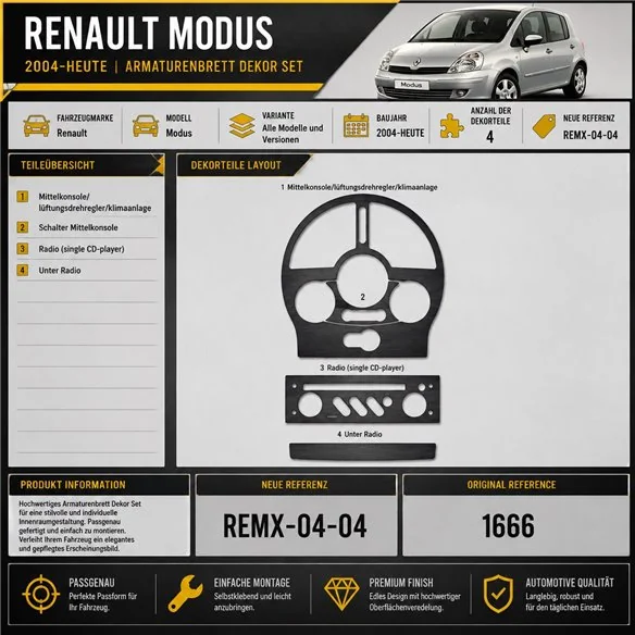 Renault Modus 2004-heute 3D Cockpit Dekor Interieurleisten Set 4-teilig