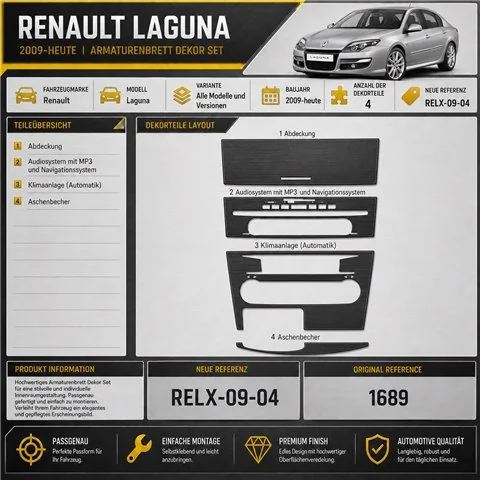 Renault Laguna 2009+ 3D Armaturenbrett-Dekor-Set, 4 Teile 2