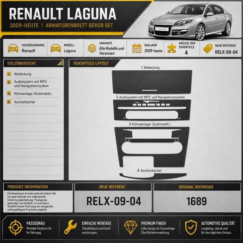 Renault Laguna 2009-heute 3D Cockpit Dekor Interieurleisten Set 4-teilig