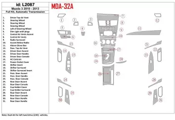 Mazda Mazda3 2010-2013 Voll Satz, Automatic Gear BD innenausstattung armaturendekor cockpit dekor