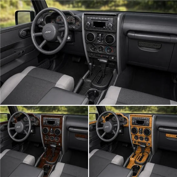 Jeep Wrangler 2007-2010 3D Cockpit Dekor Interieurleisten Set Full Set / as shown in product diagram-teilig