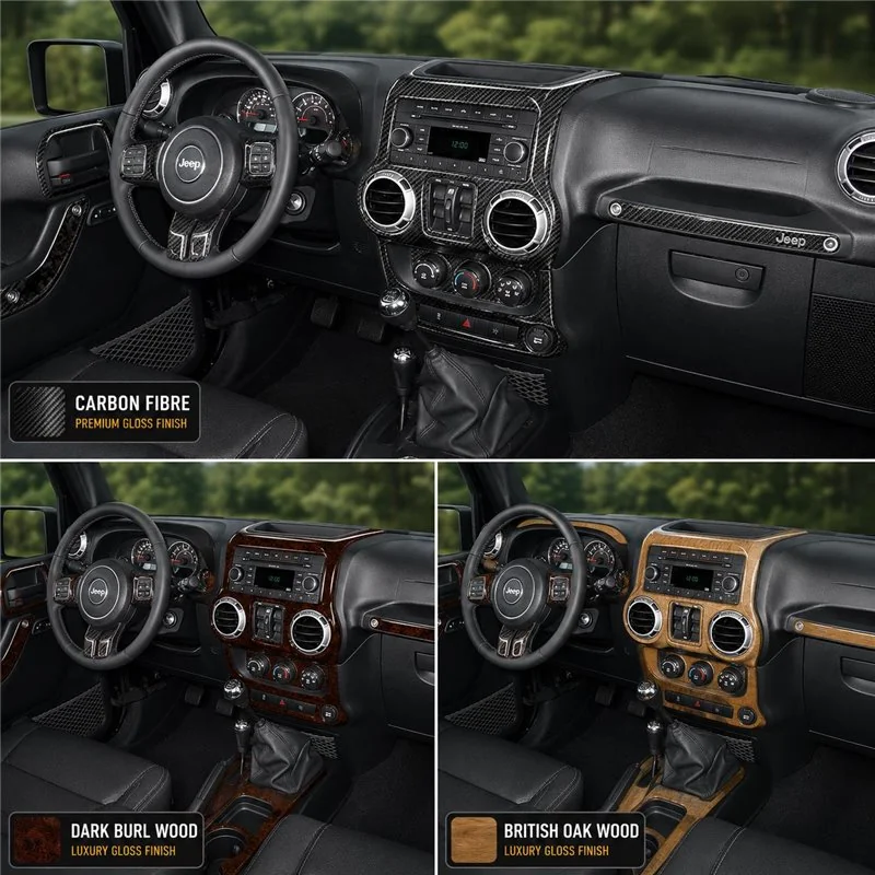 Jeep Wrangler 2011-heute 3D Cockpit Dekor Interieurleisten Set As shown in product diagram-teilig