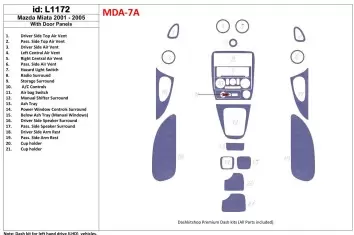 Mazda Miata 2001-2005 With Door panels, 21 Parts set BD innenausstattung armaturendekor cockpit dekor - 1- Cockpit Dekor Innenra