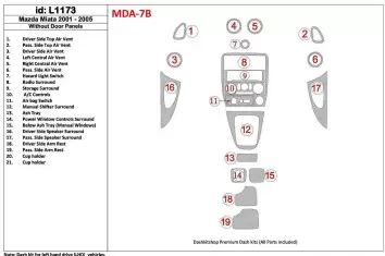 Mazda Miata 2001-2005 Without Door panels, 19 Parts set BD innenausstattung armaturendekor cockpit dekor - 1- Cockpit Dekor Inne