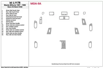 Mazda Milenia 1998-1998 Voll Satz, OEM Compliance, 16 Parts set BD innenausstattung armaturendekor cockpit dekor - 1- Cockpit De