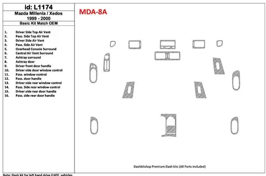 Mazda Milenia 1999-2000 Grundset, OEM Compliance, 16 Parts set BD innenausstattung armaturendekor cockpit dekor - 1- Cockpit Dek Mazda Milenia 1999-2000 Grundset, OEM Compliance, 16 Parts set BD innenausstattung armaturendekor cockpit dekor - 1- Cockpit Dek