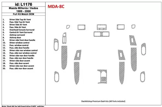 Mazda Milenia 1999-2000 Voll Satz, OEM Compliance, 20 Parts set BD innenausstattung armaturendekor cockpit dekor - 1- Cockpit De Mazda Milenia 1999-2000 Voll Satz, OEM Compliance, 20 Parts set BD innenausstattung armaturendekor cockpit dekor - 1- Cockpit De