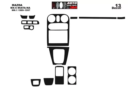 Mazda MX-5 Miata NA Mk1 1989–1997 Mittelkonsole Armaturendekor Cockpit Dekor 13-Teilige - 1- Cockpit Dekor Innenraum