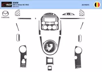 Mazda MX-5 Miata NC Mk3 2009-2015 Mittelkonsole Armaturendekor Cockpit Dekor 40-Teilige - 2- Cockpit Dekor Innenraum