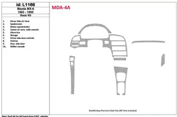 Mazda MX-6 1993-1995 Voll Satz, 11 Parts set BD innenausstattung armaturendekor cockpit dekor