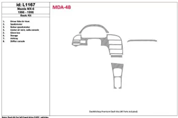 Mazda MX-6 1996-1998 Grundset, 8 Parts set BD innenausstattung armaturendekor cockpit dekor - 1- Cockpit Dekor Innenraum