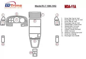 Mazda RX-7 1986-1992 Voll Satz BD innenausstattung armaturendekor cockpit dekor - 1- Cockpit Dekor Innenraum