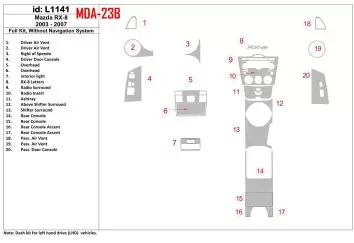 Mazda RX-8 2003-2007 Voll Satz, Without NAVI system BD innenausstattung armaturendekor cockpit dekor