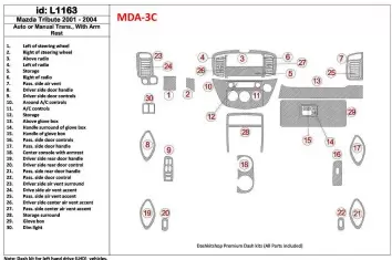 Mazda Tribute 2001-2004 Auto or Manual Gearbox , With Armrest Console BD innenausstattung armaturendekor cockpit dekor