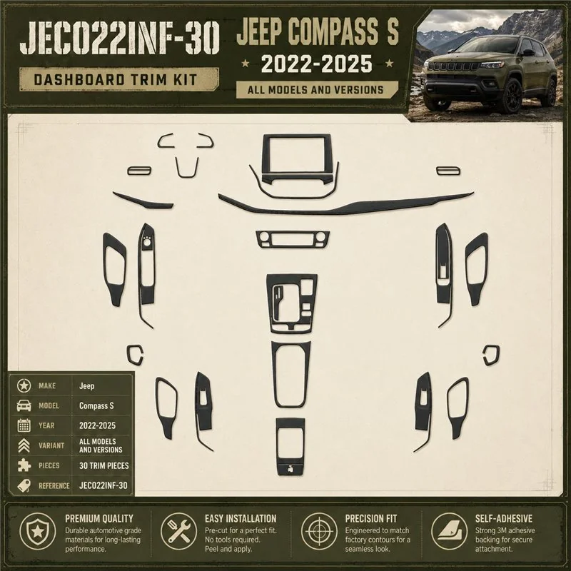 Jeep Compass S 2022-2025 3D Cockpit Dekor Interieurleisten Set 30-teilig