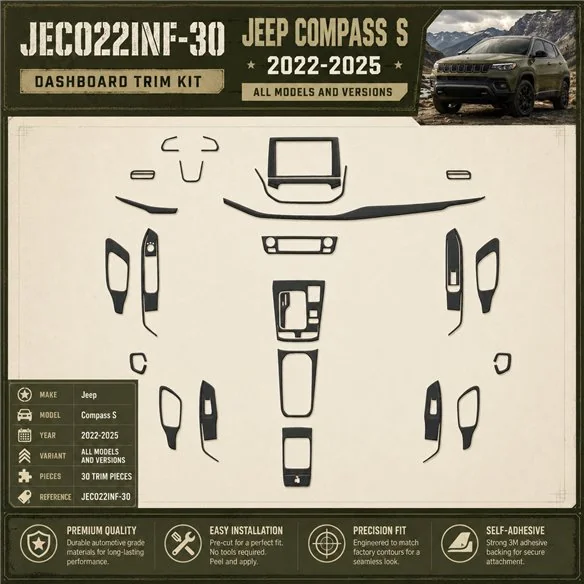 Jeep Compass S 2022-2025 3D Cockpit Dekor Interieurleisten Set 30-teilig