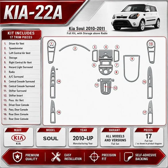 Kia Soul 2010-heute 3D Cockpit Dekor Interieurleisten Set Full Set / as shown in product diagram-teilig