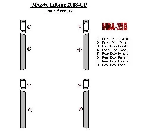 Mazda Tribute 2008-UP Doors Accents BD innenausstattung armaturendekor cockpit dekor - 1- Cockpit Dekor Innenraum