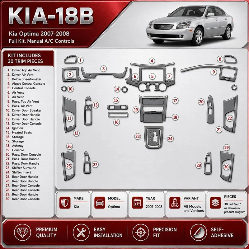 Kia Optima 2007-2008 3D Cockpit Dekor Interieurleisten Set Full Set / as shown in product diagram-teilig