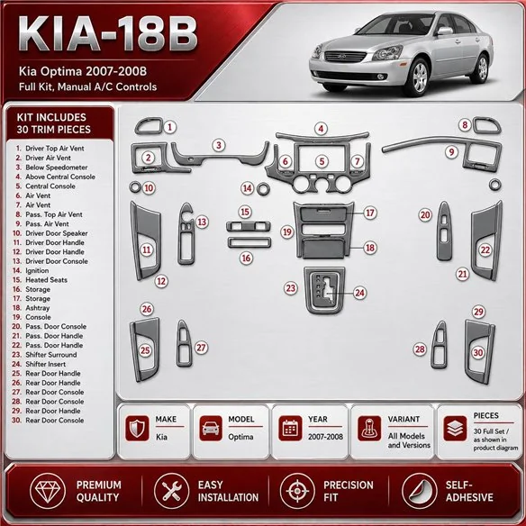 Kia Optima 2007-2008 3D Cockpit Dekor Interieurleisten Set Full Set / as shown in product diagram-teilig