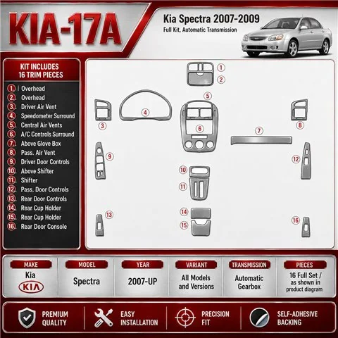 Kia Spectra 2007-heute 3D Cockpit Dekor Interieurleisten Set Full Set / as shown in product diagram-teilig