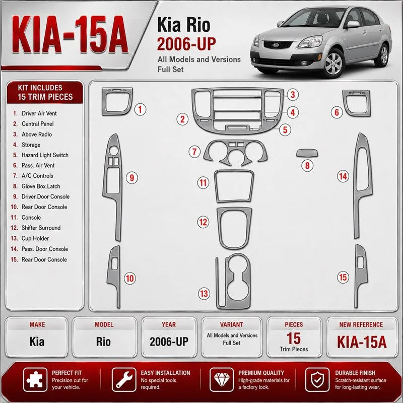 Kia Rio 2006-heute 3D Cockpit Dekor Interieurleisten Set Full Set / as shown in product diagram-teilig