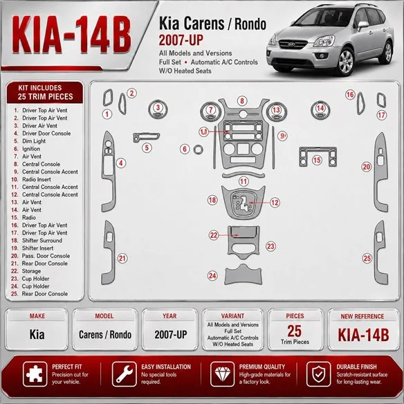 Kia Carens/Rondo 2007-heute 3D Cockpit Dekor Interieurleisten Set Full Set / as shown in product diagram-teilig
