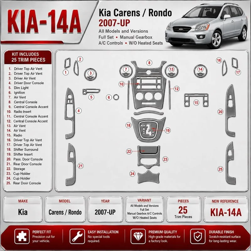 Kia Carens/Rondo 2007-heute 3D Cockpit Dekor Interieurleisten Set Full Set / as shown in product diagram-teilig