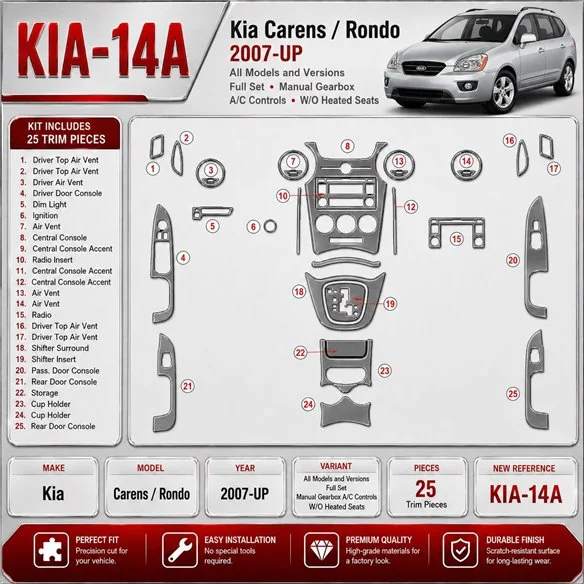 Kia Carens/Rondo 2007-heute 3D Cockpit Dekor Interieurleisten Set Full Set / as shown in product diagram-teilig