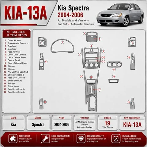 Kia Spectra 2004-2006 3D Cockpit Dekor Interieurleisten Set Full Set / as shown in product diagram-teilig