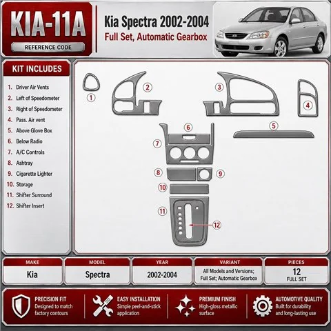 Kia Spectra 2002-2004 3D Cockpit Dekor Interieurleisten Set Full Set / as shown in product diagram-teilig